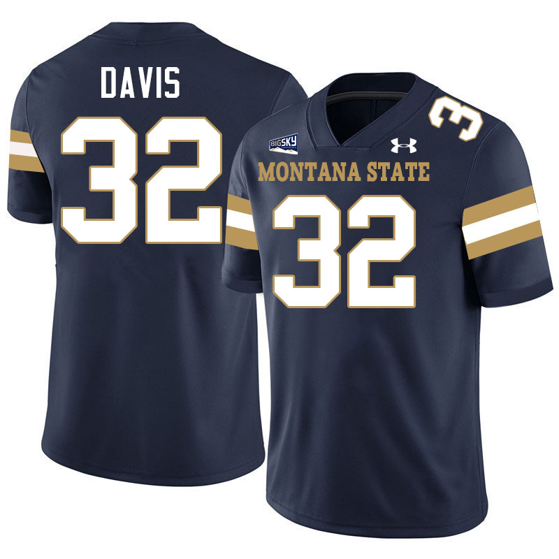 Montana State Bobcats #32 Julius Davis College Football Jerseys,Uniforms Stitched-Navy